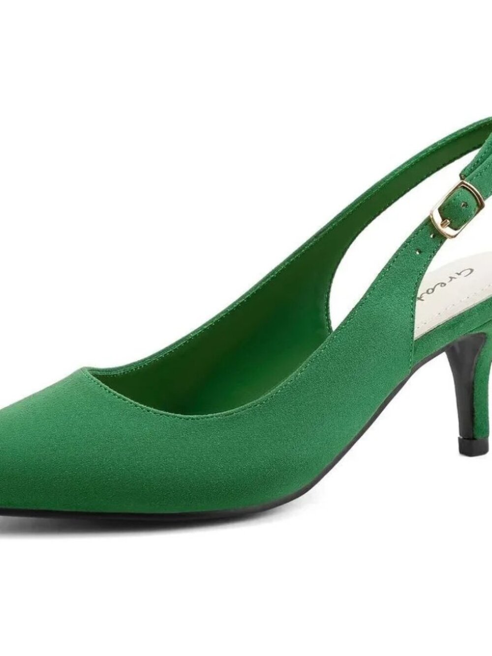 Women’s Green Low Heel Pump Closed Pointed Toe Kitten Wedding Party Dress Shoes